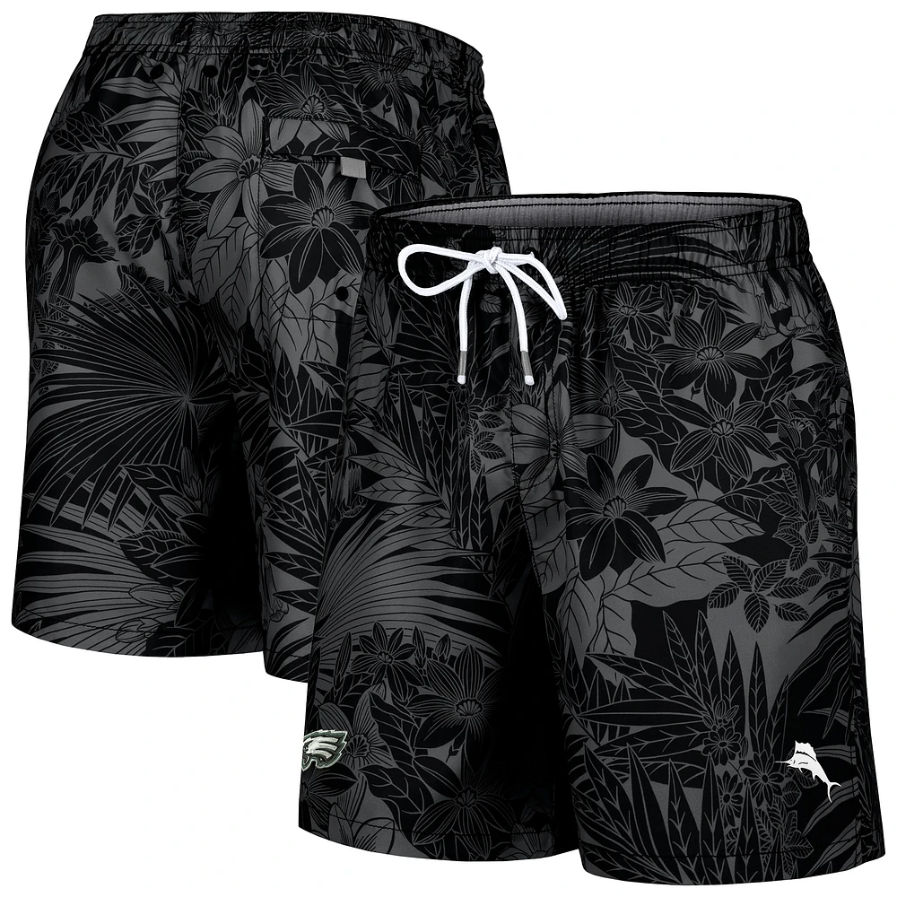 Short de bain Tommy Bahama noir Philadelphia Eagles Santiago Palms pour hommes