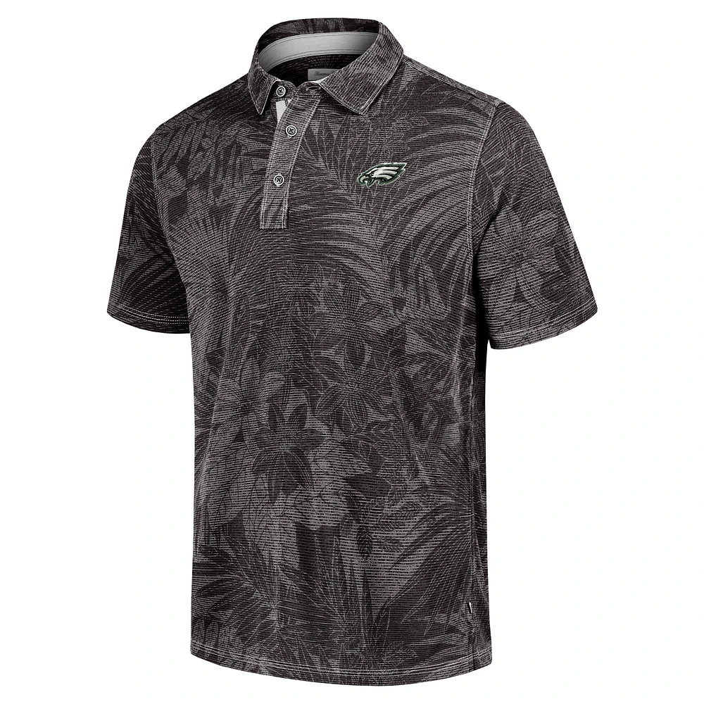 Men's Tommy Bahama Black Philadelphia Eagles Sport Santiago Paradise Polo