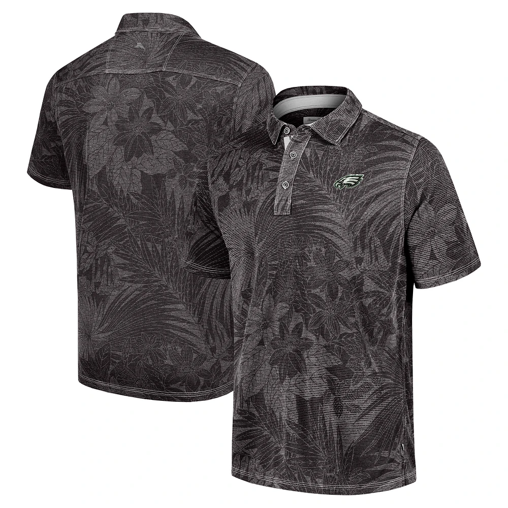 Men's Tommy Bahama Black Philadelphia Eagles Sport Santiago Paradise Polo