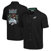 Chemise boutonnée Tommy Bahama noire pour hommes des Philadelphia Eagles Tidal Kickoff Camp