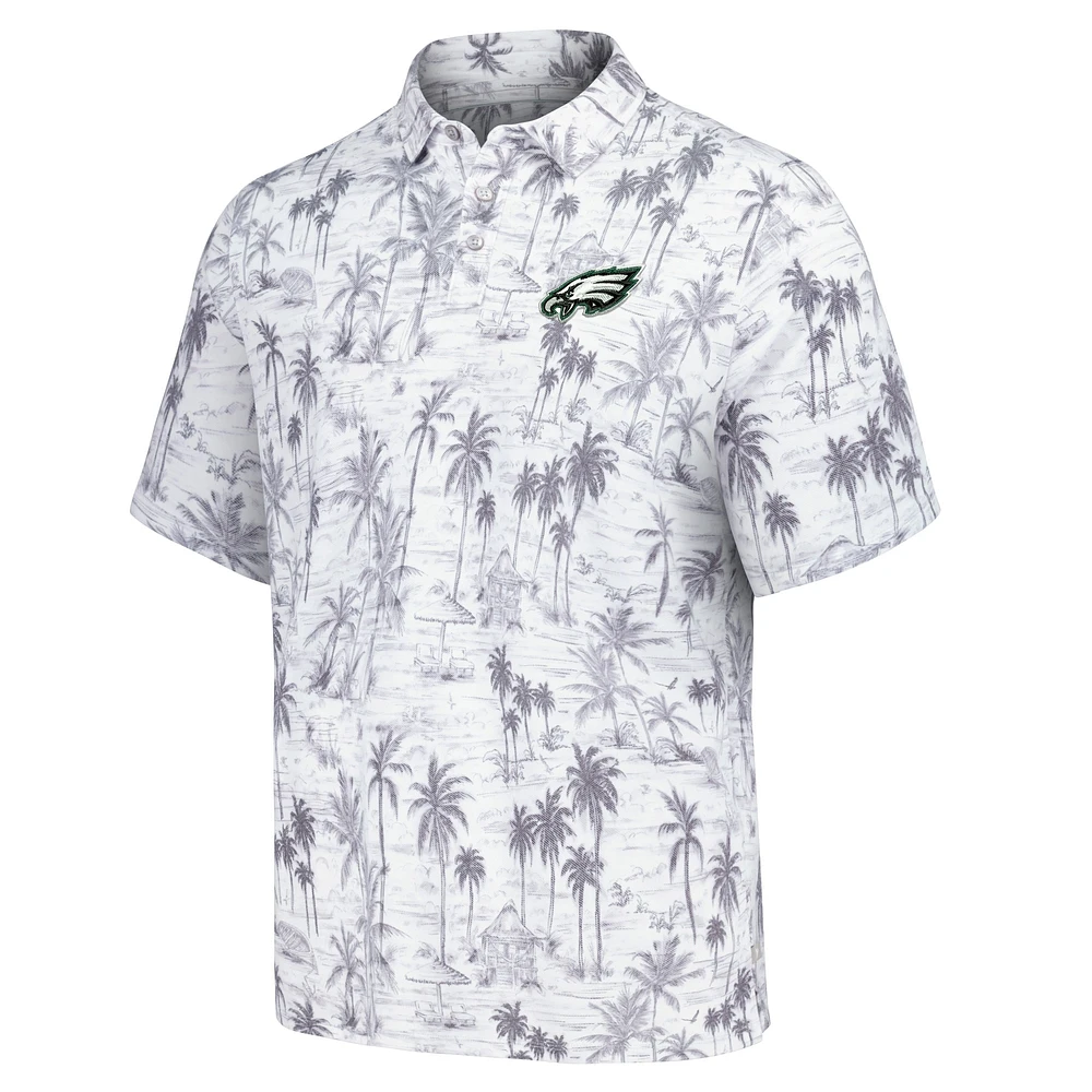 Polo gris Tommy Bahama pour hommes des Eagles de Philadelphie Cabana Shores IslandZone Tri-Blend