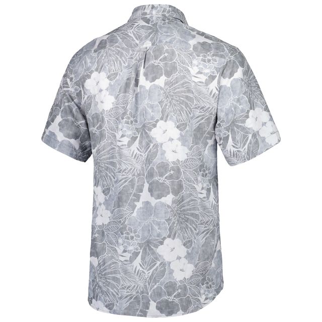 Chemise boutonnée Tommy Bahama gris Philadelphia Eagles Coconut Point Playa Floral Camp IslandZone pour hommes