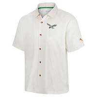 Chemise boutonnée rétro pour homme Tommy Bahama White Philadelphia Eagles Coconut Matchup Camp