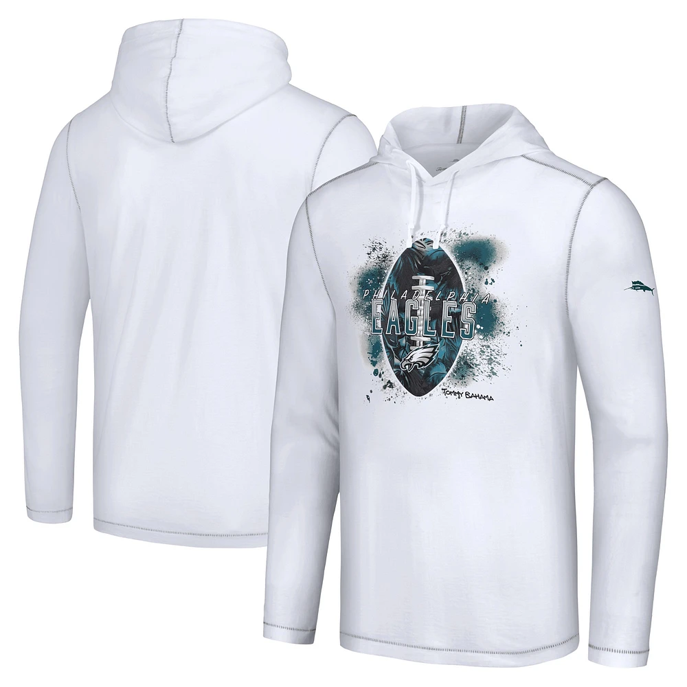 Men's Tommy Bahama White Philadelphia Eagles Graffiti Touchdown Pullover Hoodie