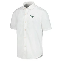 Men's Tommy Bahama White Philadelphia Eagles Sport Coconut Point Palm Vista IslandZone Button-Up Camp Shirt