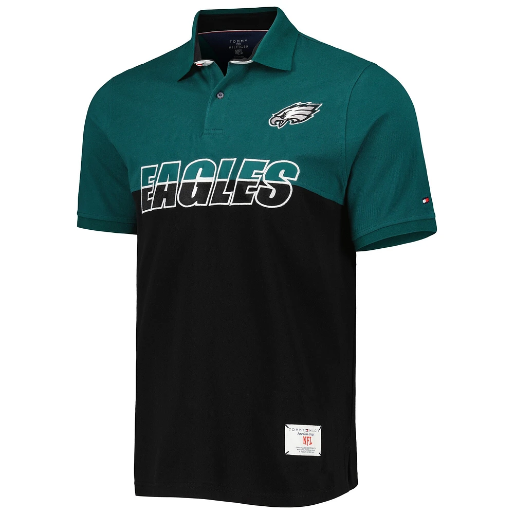 Men's Tommy Hilfiger Black/Midnight Green Philadelphia Eagles Color Block Polo