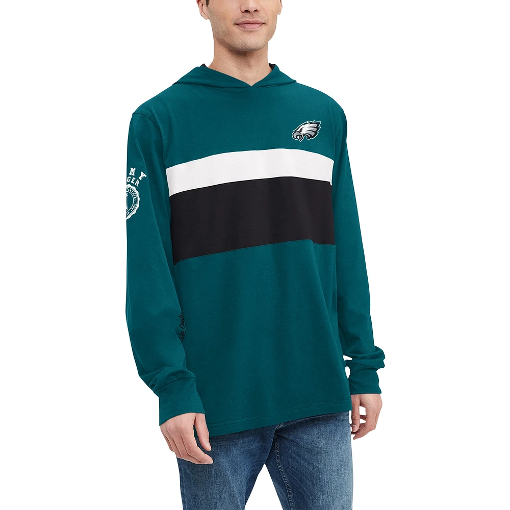 T-shirt à capuche noir manches longues Tommy Jeans pour hommes des Eagles de Philadelphie Morgan