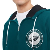 Sweat à capuche fermeture éclair quart de tour Aaron des Eagles Philadelphie Tommy Hilfiger vert nuit pour hommes