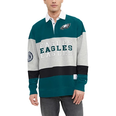 Men's Tommy Hilfiger Midnight Green Philadelphia Eagles Connor Oversized Rugby Long Sleeve Polo