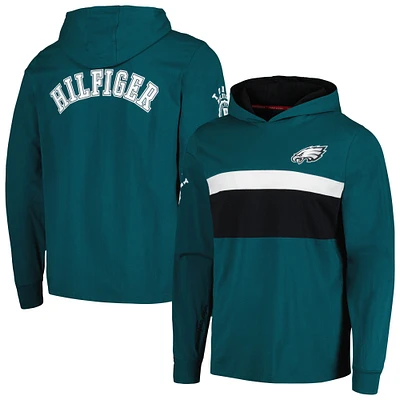 T-shirt à capuche manches longues Tommy Hilfiger pour hommes, vert minuit, Philadelphia Eagles Morgan