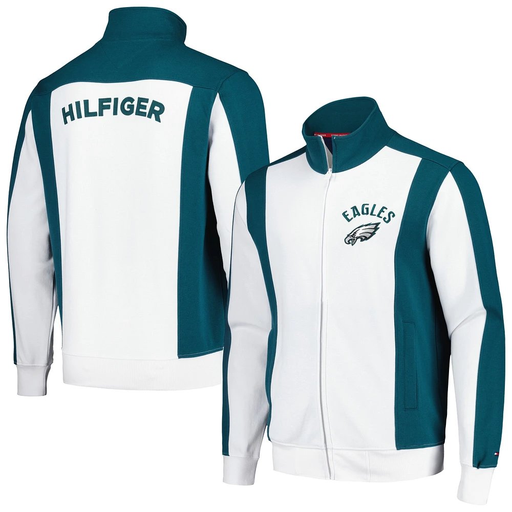 Veste de survêtement entièrement zippée Tommy Hilfiger pour hommes blanc/vert minuit Philadelphia Eagles Nolan