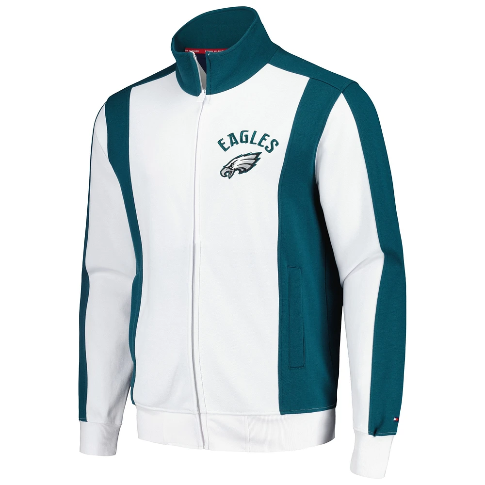 Men's Tommy Hilfiger White/Midnight Green Philadelphia Eagles Nolan Full-Zip Track Jacket