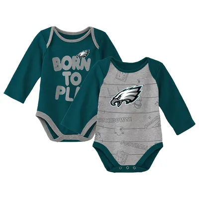 Philadelphia Eagles Newborn & Infant Too Much Love Two-Piece Bodysuit Set -  Midnight Green/Gray