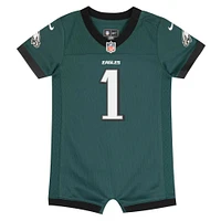 Maillot Nike Jalen Hurts pour nouveau-né et nourrisson, vert minuit, barboteuse de jeu des Eagles Philadelphie