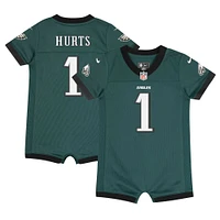 Maillot Nike Jalen Hurts pour nouveau-né et nourrisson, vert minuit, barboteuse de jeu des Eagles Philadelphie