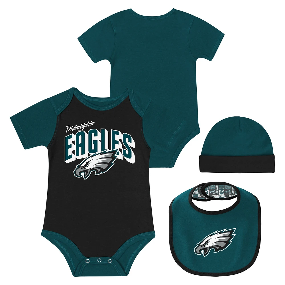 Newborn & Infant Philadelphia Eagles Dynamic Duo Bodysuit, Bib Knit Hat Set