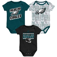 Lot de 3 bodies pour nouveau-né vert nuit Philadelphia Eagles Sunday Comics