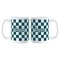 Lot de 2 tasses à motif de damier Philadelphia Eagles de 15 oz