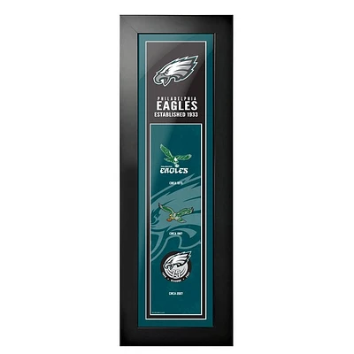 Eagles de Philadelphie - 6'' x 22'' Logos to History Art encadré