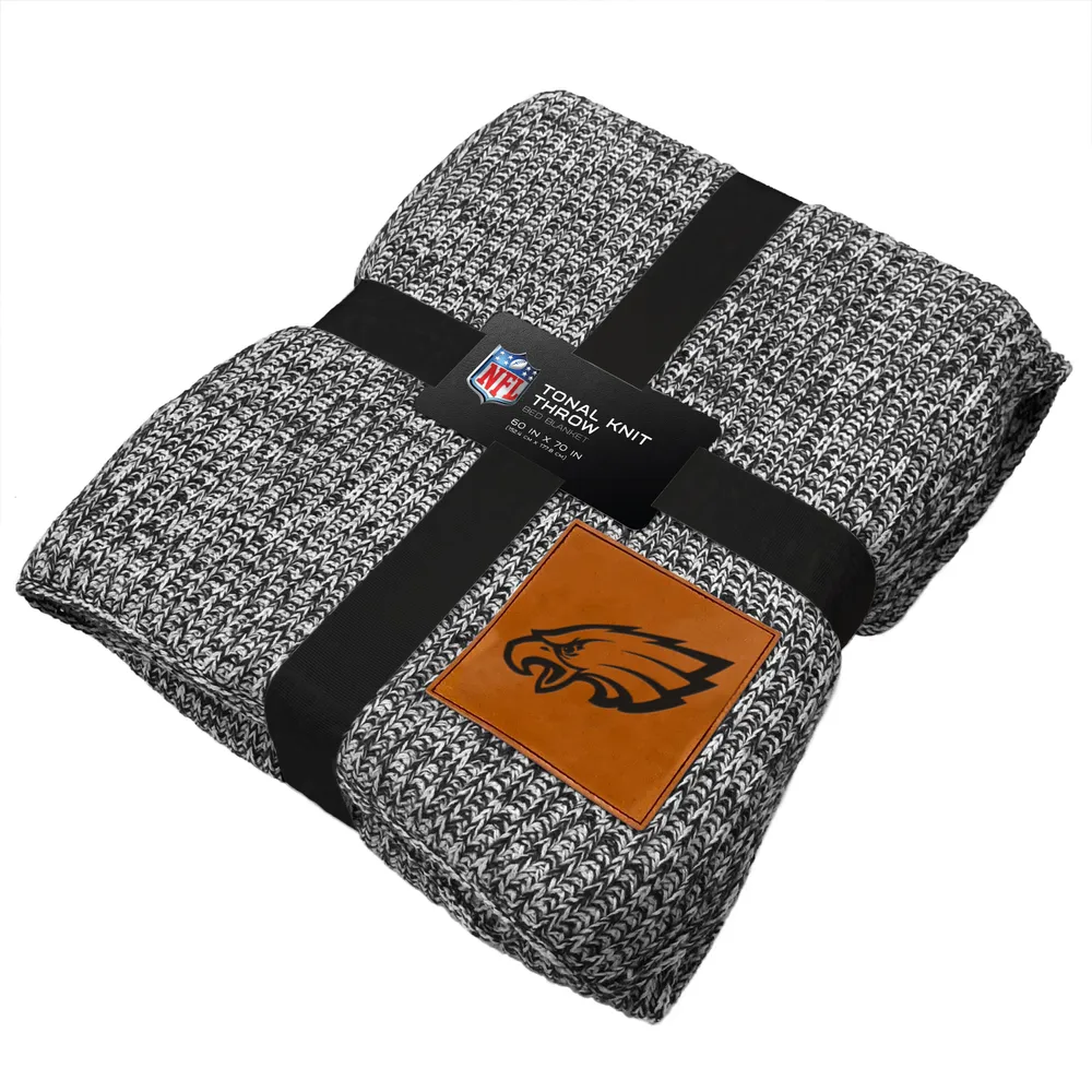 Lids Philadelphia Eagles 60'' x 70'' Two-Tone Sweater Knit Blanket with  Faux Leather Logo Patch