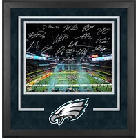 Philadelphia Eagles Autographed Super Bowl LIX Champions Deluxe Framed 16" x 20" Photograph with at least 10 Signatures featuring Jalen Hurts, DeVonta Smith, Cooper DeJean, Dallas Goedert, Saquon Barkley & More! - Limited Edition of 250