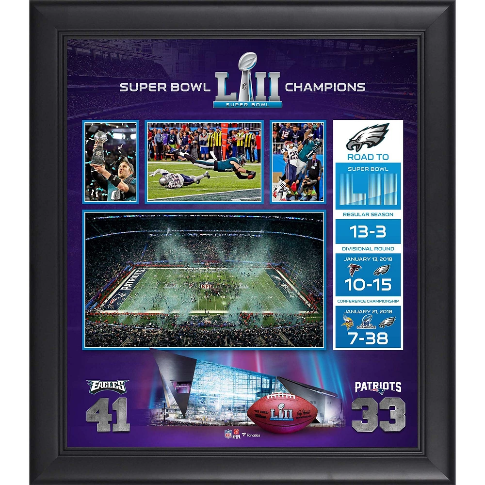 Collage de l'équipe des champions du Super Bowl LII encadré 15" x 17" des Eagles de Philadelphie