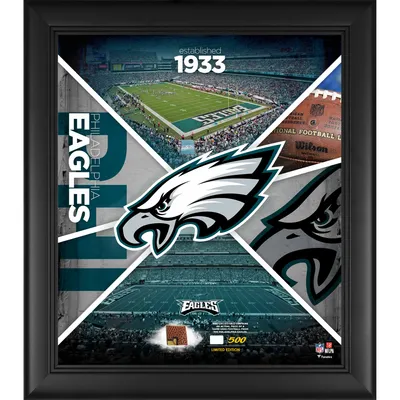 Philadelphia Eagles Fanatics Authentic Framed 15" x 17" Team Impact Collage with a Piece of Game-Used Football - Limited Edition of 500