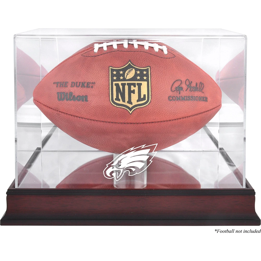 Philadelphia Eagles Mahogany Football Logo Display Case with Mirror Back