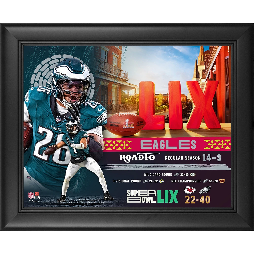 Philadelphia Eagles Super Bowl LIX Champions Framed 13" x 16" Road to the Super Bowl Collage