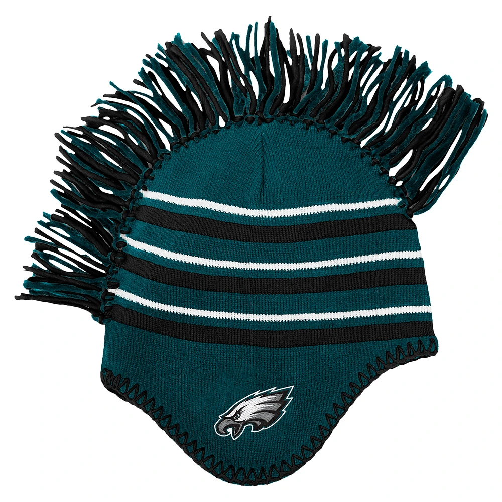 Bonnet en tricot à rayures Mohawk vert nuit des Philadelphia Eagles pour enfants d'âge préscolaire