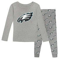 Ensemble de pyjama préscolaire gris chiné avec t-shirt à manches longues et pantalon Philadelphia Eagles