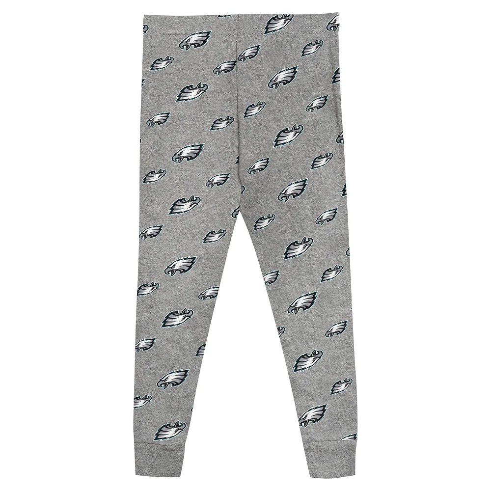 Ensemble de pyjama préscolaire gris chiné avec t-shirt à manches longues et pantalon Philadelphia Eagles