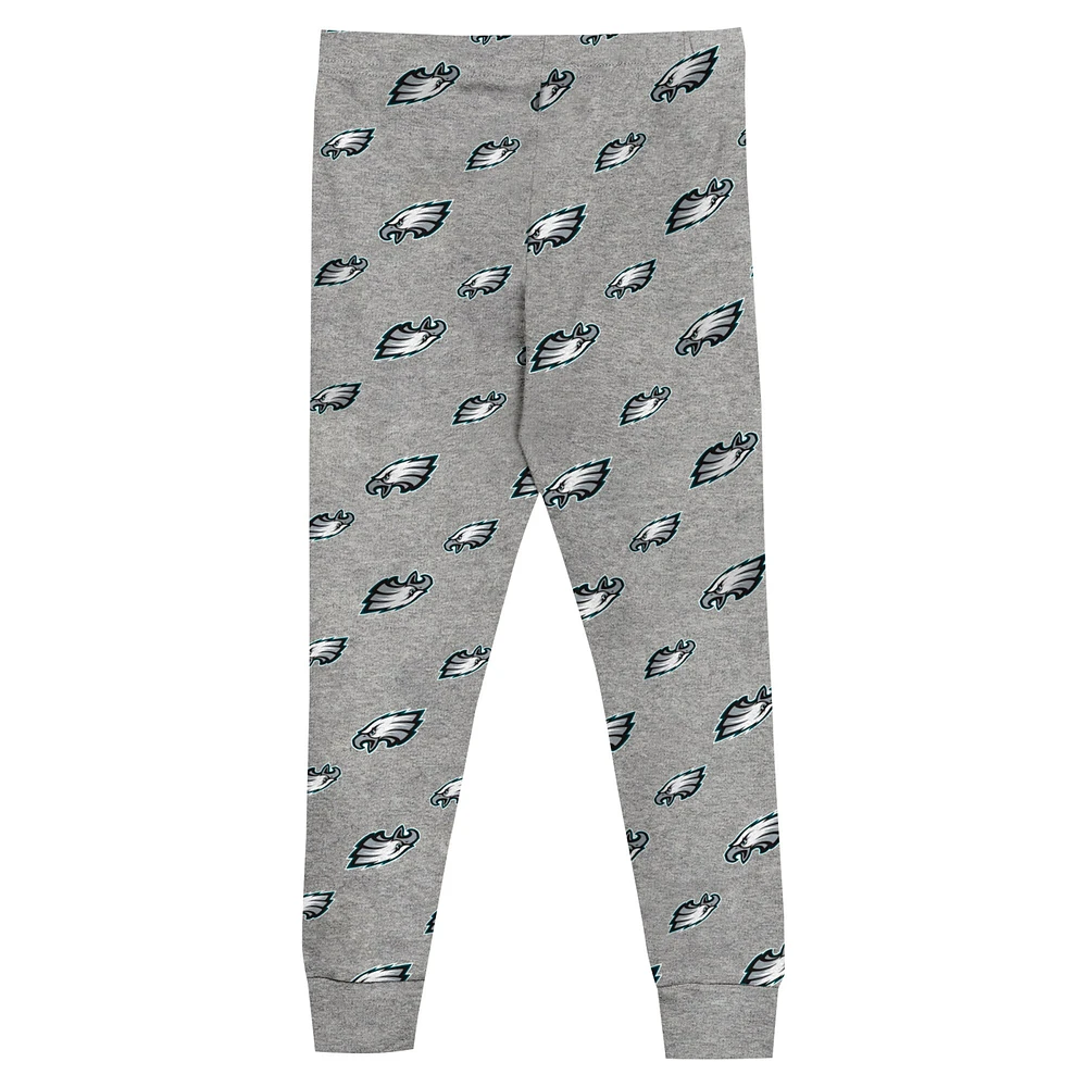 Ensemble de pyjama préscolaire gris chiné avec t-shirt à manches longues et pantalon Philadelphia Eagles