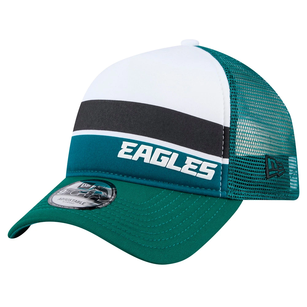 Casquette ajustable New Era A-Frame Trucker 9FORTY de couleur unie pour enfants d'âge préscolaire, vert nuit, Philadelphia Eagles