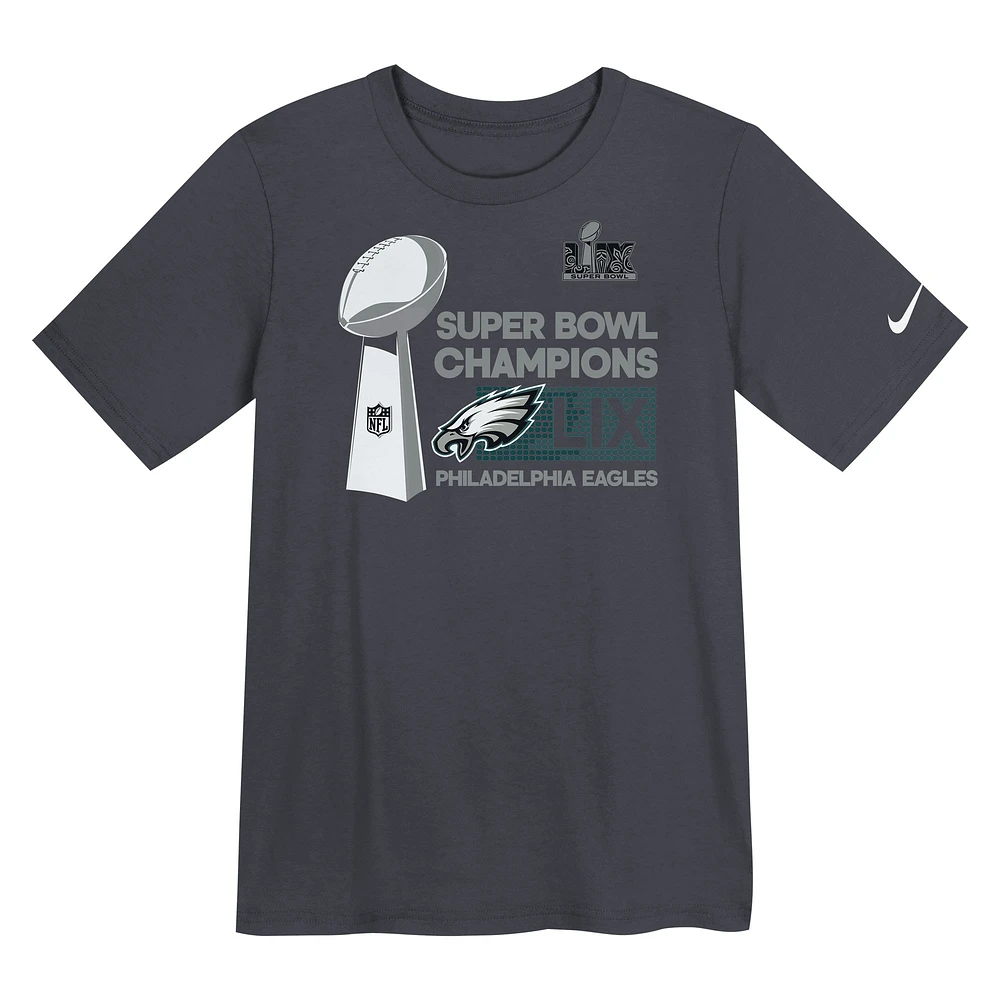 Preschool Nike  Anthracite Philadelphia Eagles Super Bowl LIX Champions Locker Room Trophy Collection T-Shirt