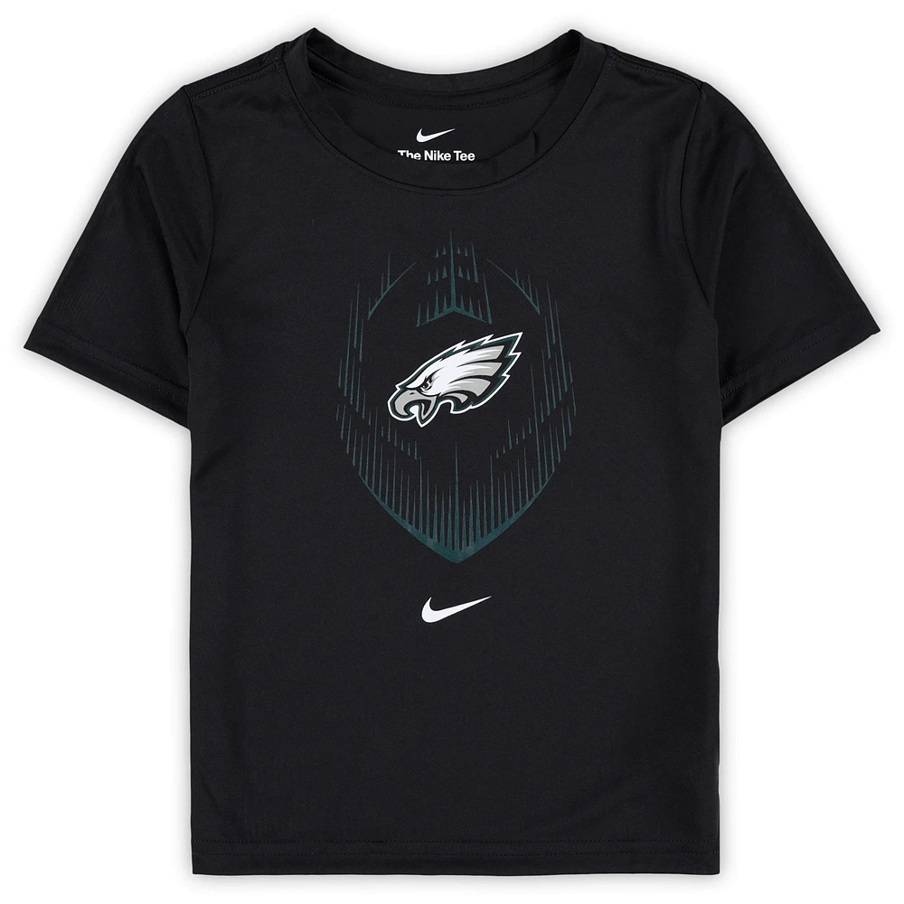 T-shirt Nike noir pour enfant de la maternelle Philadelphia Eagles Legend Icon Performance