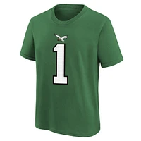 T-shirt avec nom et numéro de joueur des Eagles Philadelphie Nike Jalen Hurts Kelly Green pour enfants d'âge préscolaire