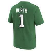 T-shirt avec nom et numéro de joueur des Eagles Philadelphie Nike Jalen Hurts Kelly Green pour enfants d'âge préscolaire