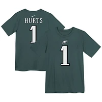 T-shirt Nike pour enfant avec nom et numéro de joueur des Philadelphia Eagles la marque Jalen Hurts, vert nuit