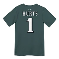 T-shirt Nike pour enfant avec nom et numéro de joueur des Philadelphia Eagles la marque Jalen Hurts, vert nuit