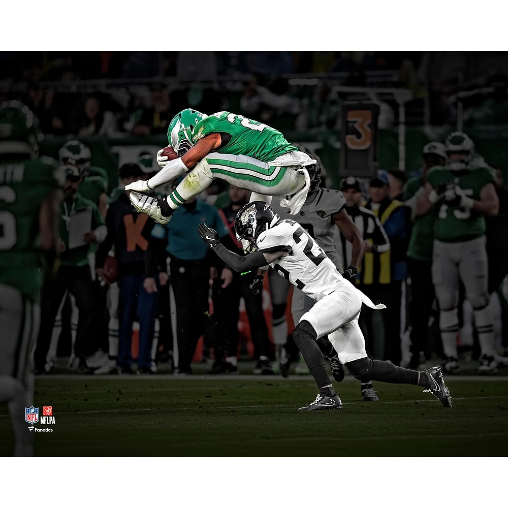 Saquon Barkley Philadelphia Eagles Unsigned Reverse Hurdle Photograph