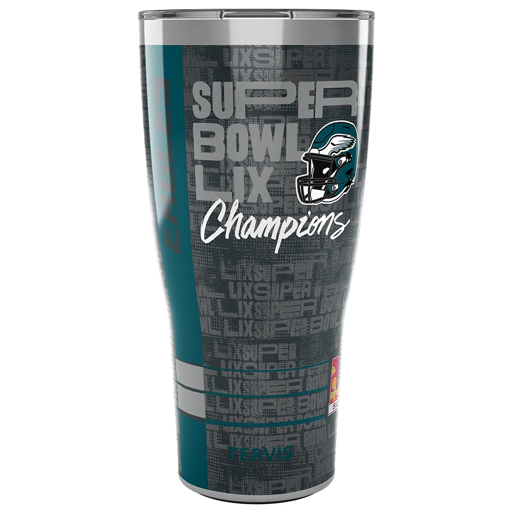 Gobelet en acier inoxydable Tervis Philadelphia Eagles Super Bowl LIX Champions de 30 oz avec couvercle coulissant