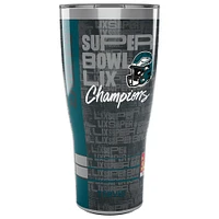 Gobelet en acier inoxydable Tervis Philadelphia Eagles Super Bowl LIX Champions de 30 oz avec couvercle coulissant