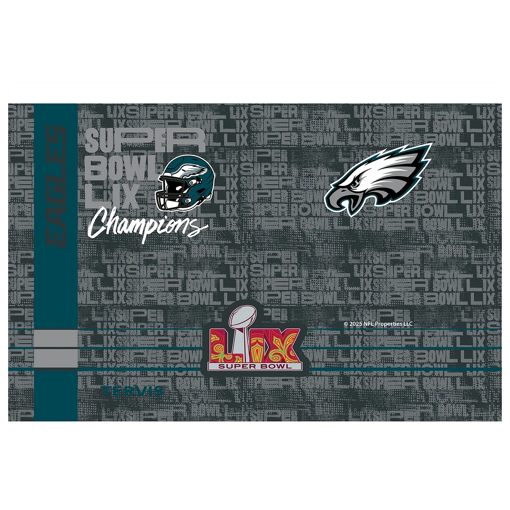 Gobelet en acier inoxydable Tervis Philadelphia Eagles Super Bowl LIX Champions de 30 oz avec couvercle coulissant