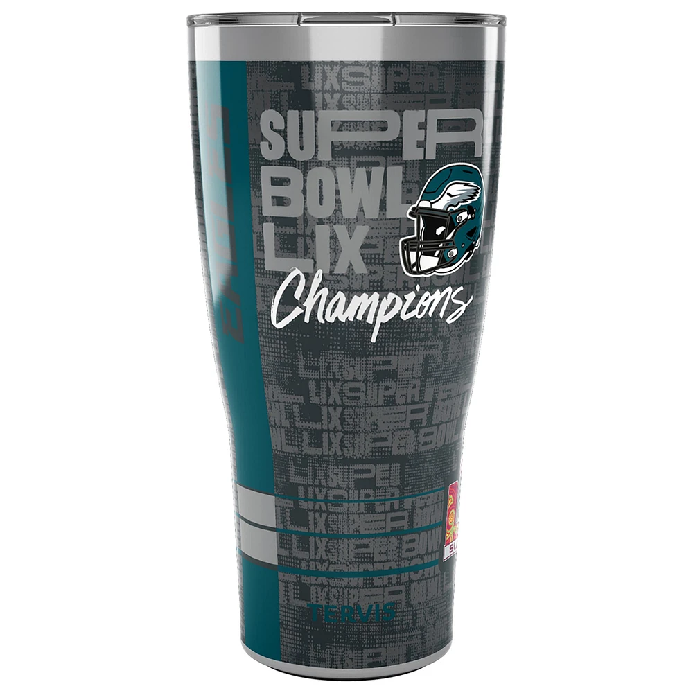 Gobelet en acier inoxydable Tervis Philadelphia Eagles Super Bowl LIX Champions de 30 oz avec couvercle coulissant