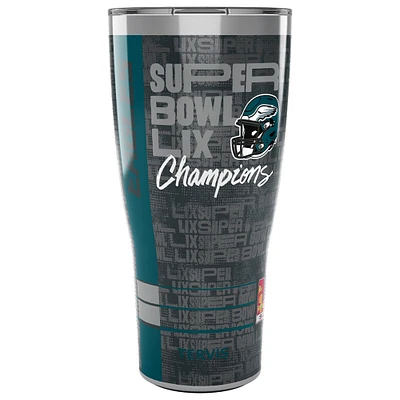 Gobelet en acier inoxydable Tervis Philadelphia Eagles Super Bowl LIX Champions de 30 oz avec couvercle coulissant