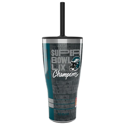 Gobelet en acier inoxydable Tervis Philadelphia Eagles Super Bowl LIX Champions de 30 oz avec couvercle à paille