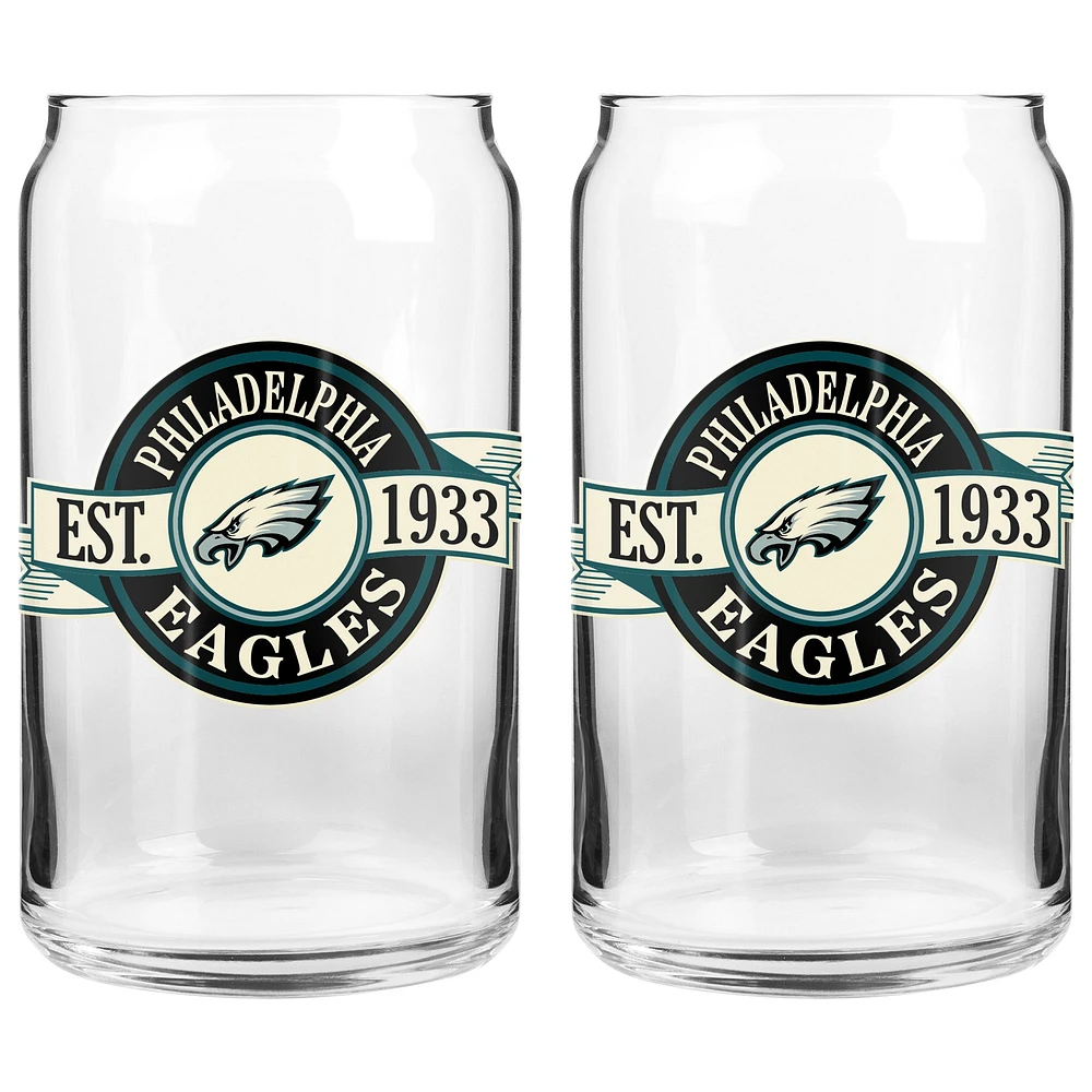 Le Sports Vault Eagles de Philadelphie 16 oz. Ensemble de deux verres à canettes