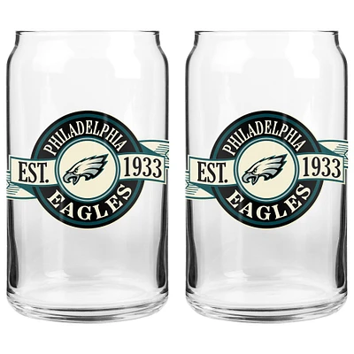 Le Sports Vault Eagles de Philadelphie 16 oz. Ensemble de deux verres à canettes