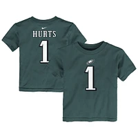 T-shirt Nike pour tout-petit Jalen Hurts Midnight Green avec nom et numéro de joueur des Philadelphia Eagles